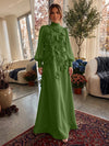 Jersey A-Line High Neck Formal Dresses with 3D Flowers