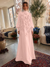 Jersey A-Line High Neck Formal Dresses with 3D Flowers
