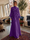 Jersey A-Line High Neck Formal Dresses with 3D Flowers