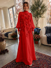 Jersey A-Line High Neck Formal Dresses with 3D Flowers