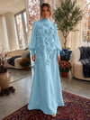 Jersey A-Line High Neck Formal Dresses with 3D Flowers