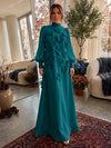Jersey A-Line High Neck Formal Dresses with 3D Flowers