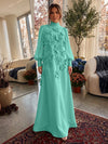 Jersey A-Line High Neck Formal Dresses with 3D Flowers