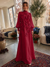 Jersey A-Line High Neck Formal Dresses with 3D Flowers
