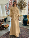Jersey A-Line Crew Neck Formal Dresses with 3D Flowers