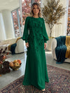 Jersey A-Line Crew Neck Formal Dresses with 3D Flowers
