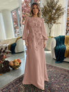 Jersey A-Line Crew Neck Formal Dresses with 3D Flowers