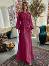 Jersey A-Line Crew Neck Formal Dresses with 3D Flowers
