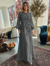 Jersey A-Line Crew Neck Formal Dresses with 3D Flowers