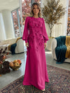 Jersey A-Line Crew Neck Formal Dresses with 3D Flowers