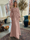 Jersey A-Line Crew Neck Formal Dresses with 3D Flowers