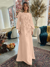 Jersey A-Line Crew Neck Formal Dresses with 3D Flowers