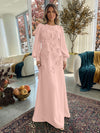 Jersey A-Line Crew Neck Formal Dresses with 3D Flowers