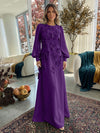 Jersey A-Line Crew Neck Formal Dresses with 3D Flowers