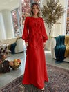 Jersey A-Line Crew Neck Formal Dresses with 3D Flowers