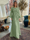 Jersey A-Line Crew Neck Formal Dresses with 3D Flowers