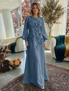 Jersey A-Line Crew Neck Formal Dresses with 3D Flowers