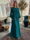 Jersey A-Line Crew Neck Formal Dresses with 3D Flowers