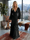 Jersey A-Line V Neck Formal Dresses with 3D Flowers