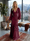 Jersey A-Line V Neck Formal Dresses with 3D Flowers