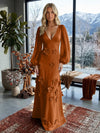 Jersey A-Line V Neck Formal Dresses with 3D Flowers