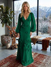 Jersey A-Line V Neck Formal Dresses with 3D Flowers