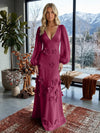 Jersey A-Line V Neck Formal Dresses with 3D Flowers