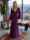 Jersey A-Line V Neck Formal Dresses with 3D Flowers