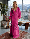 Jersey A-Line V Neck Formal Dresses with 3D Flowers