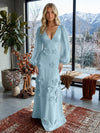 Jersey A-Line V Neck Formal Dresses with 3D Flowers