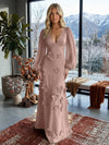 Jersey A-Line V Neck Formal Dresses with 3D Flowers