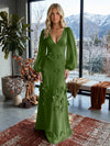 Jersey A-Line V Neck Formal Dresses with 3D Flowers