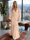 Jersey A-Line V Neck Formal Dresses with 3D Flowers