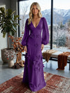 Jersey A-Line V Neck Formal Dresses with 3D Flowers