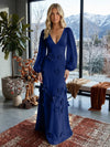 Jersey A-Line V Neck Formal Dresses with 3D Flowers