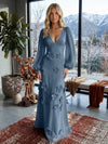 Jersey A-Line V Neck Formal Dresses with 3D Flowers