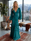 Jersey A-Line V Neck Formal Dresses with 3D Flowers