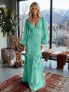 Jersey A-Line V Neck Formal Dresses with 3D Flowers