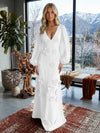 Jersey A-Line V Neck Formal Dresses with 3D Flowers