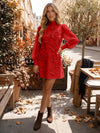 Jersey A-Line High Neck Formal Dresses with 3D Flowers