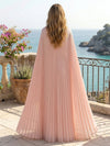 Chiffon A-Line Crew Neck Formal Dresses with Caps
