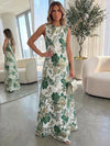 Jacquard A-Line Crew Neck Formal Dresses with Floral