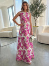 Jacquard A-Line Crew Neck Formal Dresses with Floral