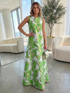 Jacquard A-Line Crew Neck Formal Dresses with Floral