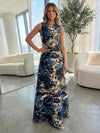 Jacquard A-Line Crew Neck Formal Dresses with Floral
