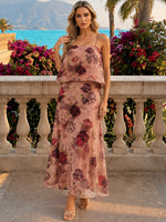 Chiffon A-Line Spaghetti Straps Formal Dresses with Floral Print