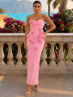 Jersey Sheath Sweetheart Formal Dresses with 3D Flowers