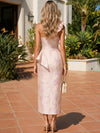 Jacquard Sheath One Shoulder Formal Dresses with Ruffles