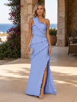 Jersey Sheath One Shoulder Formal Dresses with Side Slit