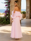 Chiffon A-Line Strapless Formal Dresses with 3D Flowers